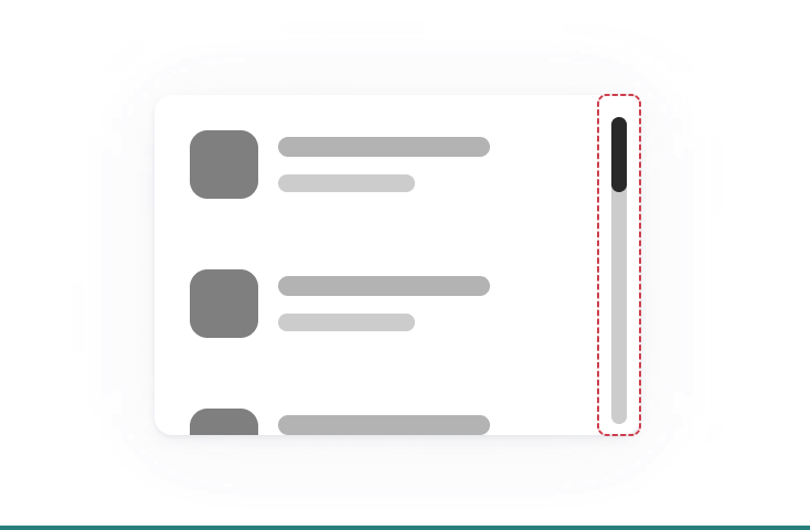 ✅ When a scrollbar affordance is displayed on the container, it enables the user to scroll through any overflowed content, providing an intuitive experience.