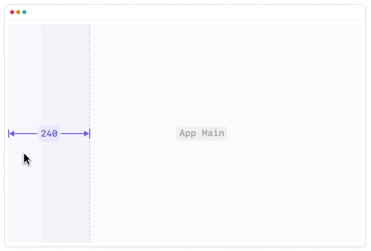 Expanded state — 240px fixed width