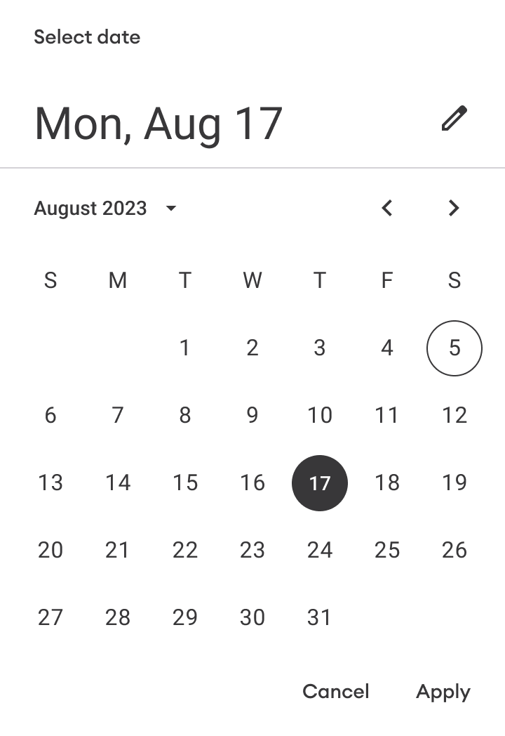 Android | Date picker | Made with Supernova