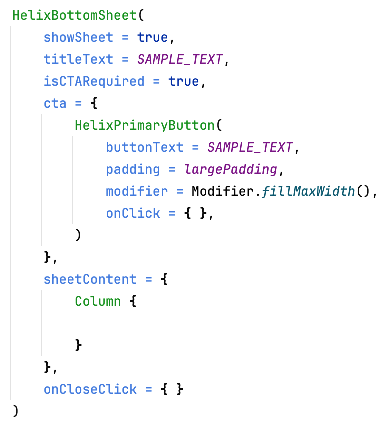 Android | Sheet | Made with Supernova