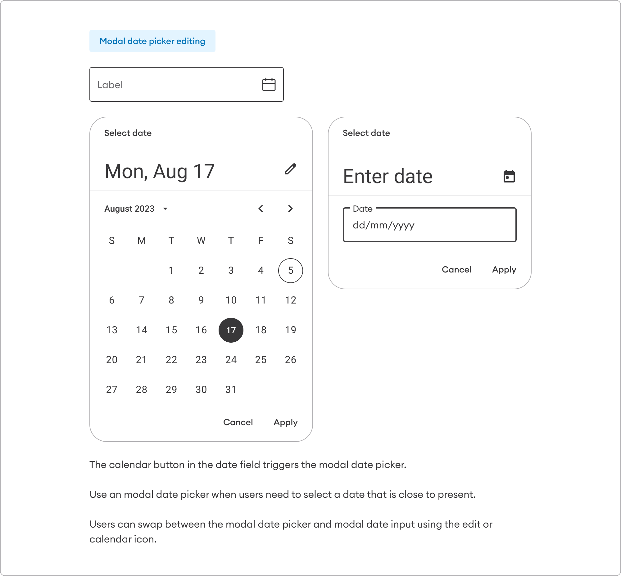 Design | Date picker | Made with Supernova