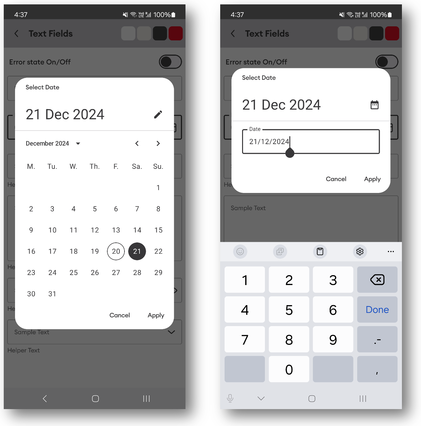 Android | Date picker | Made with Supernova